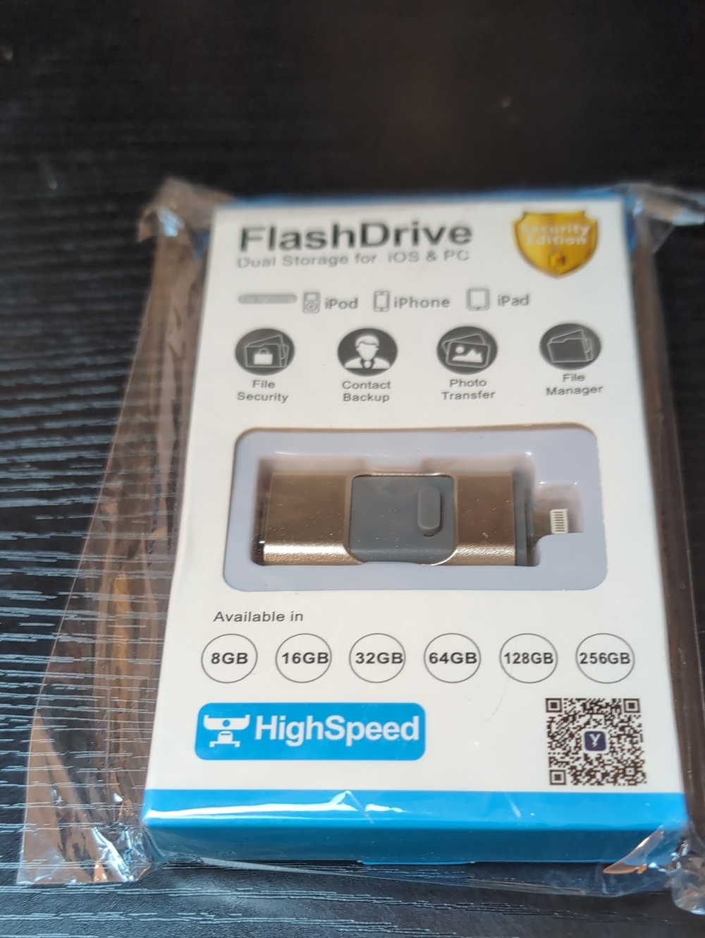 128GB Dual-Interface Flash Drive - White & Blue Packaging